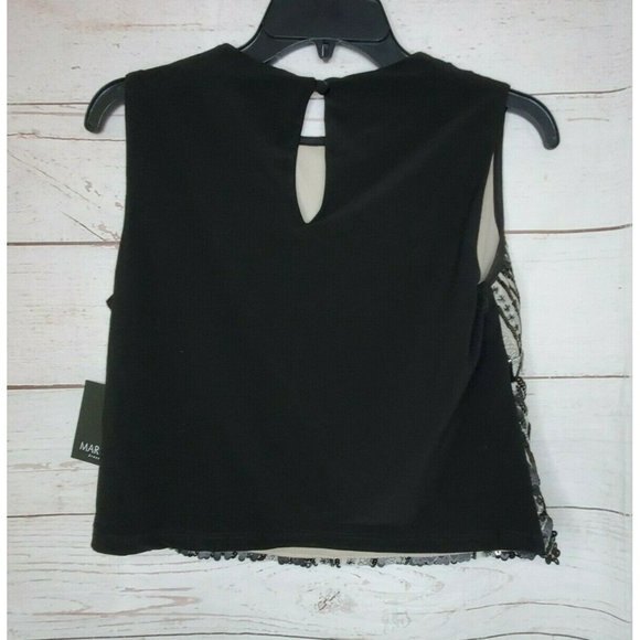 Marina Dresses Polyester Black Sequence Women Slit Back Sleeveless Medium Top - Picture 4 of 11